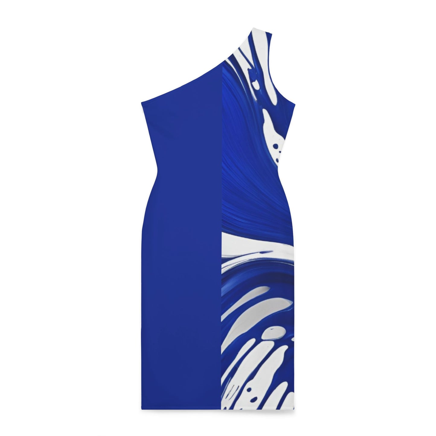 Shoulder Dress - Royal Blue & White Off the Shoulders