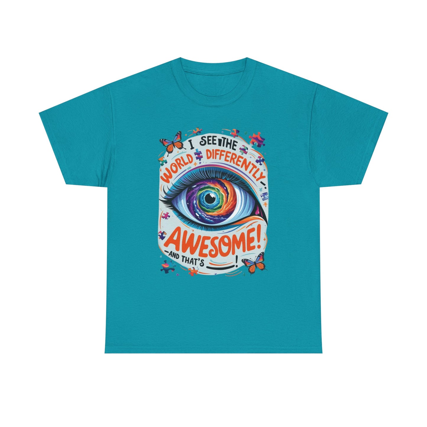 Autistic Mind Unisex Tee, Neurodiversity Shirt, Eye Galaxy T-Shirt, Puzzle Pieces, Unique Perspectives Tee, Autism Awareness