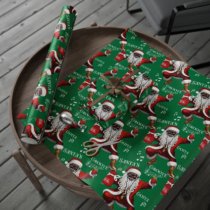 Santa Gotta Groove, African American Santa Christmas Holiday Wrap