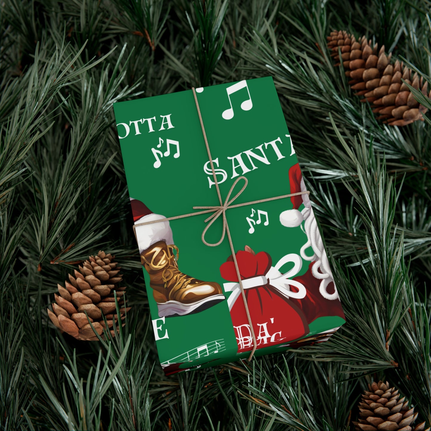 Santa Gotta Groove, African American Santa Christmas Holiday Wrap