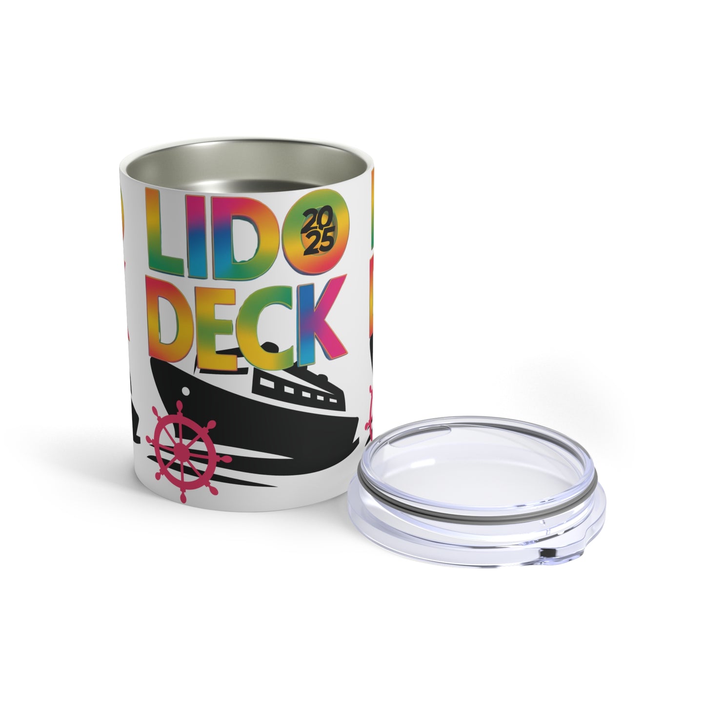 Tumbler 10oz Lido Deck Cruise 2025 Rainbow Nautical Ship's Wheel Design