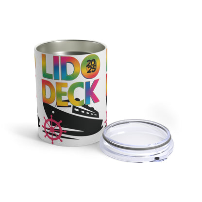 Tumbler 10oz Lido Deck Cruise 2025 Rainbow Nautical Ship's Wheel Design