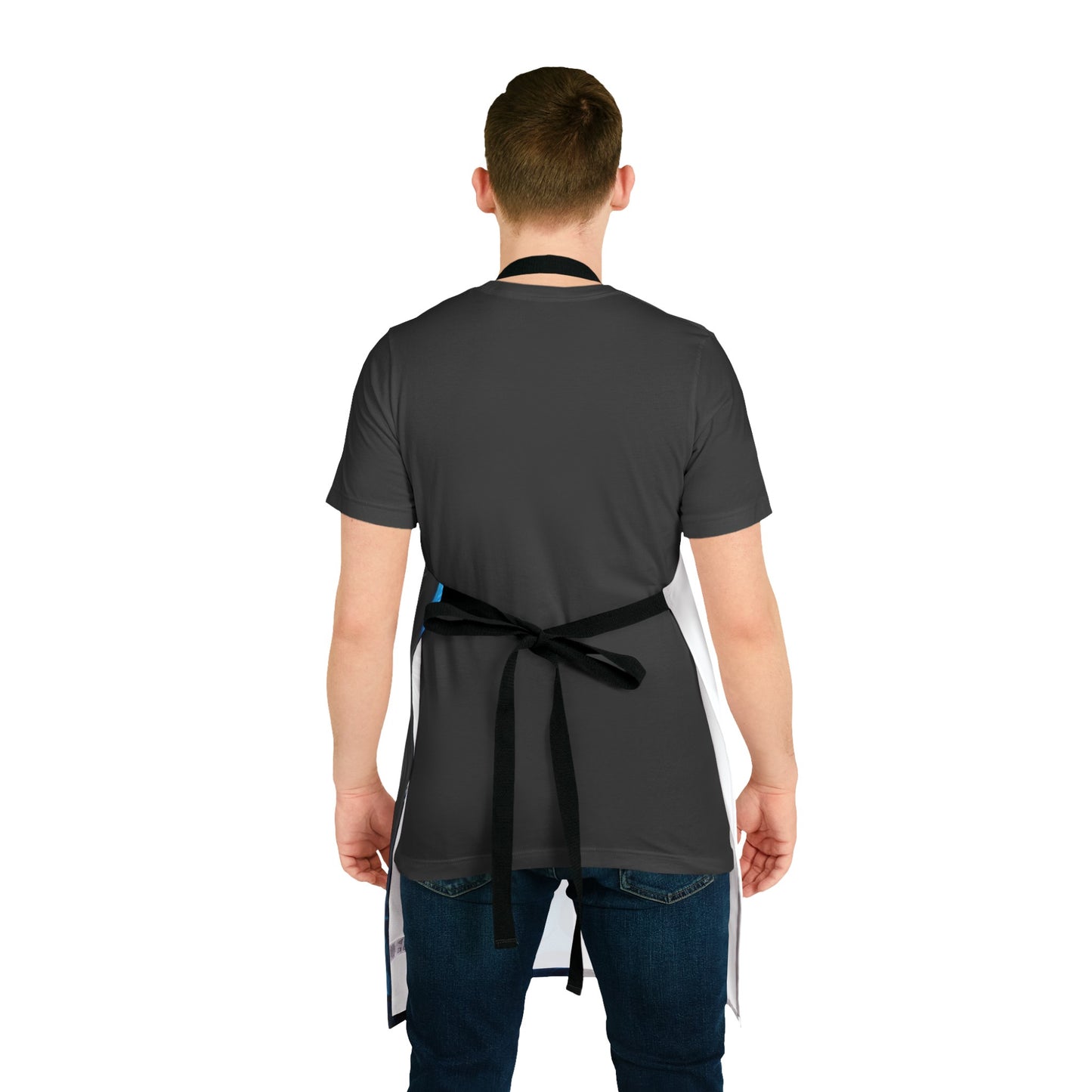 The Personalization Black/Blue/White Grill Apron, Color Strap