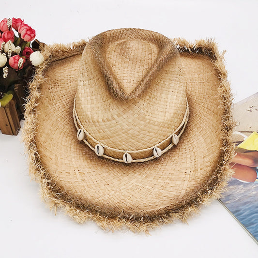 Raw Hem Wide Brim Raffia Hat-VMA Specialties Boutique
