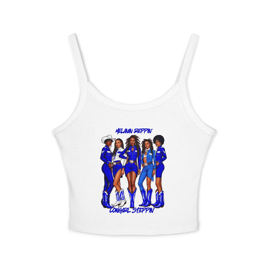 Melanin Steppin' Women's Spaghetti Strap Tank Top - Bold & Stylish Summer Fashion