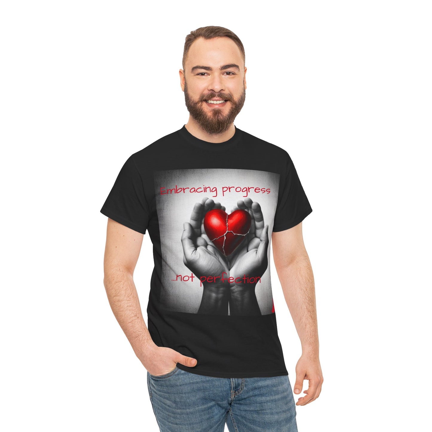 Embracing Progress, Not Perfection Mental Health Awareness Unisex Heavy Cotton Tee