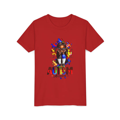 Autism Awareness Youth Tee for Girls, Black Girl Tshirt, Puzzle Piece Graphic Shirt, Autism Support Apparel, Inclusive Kid's