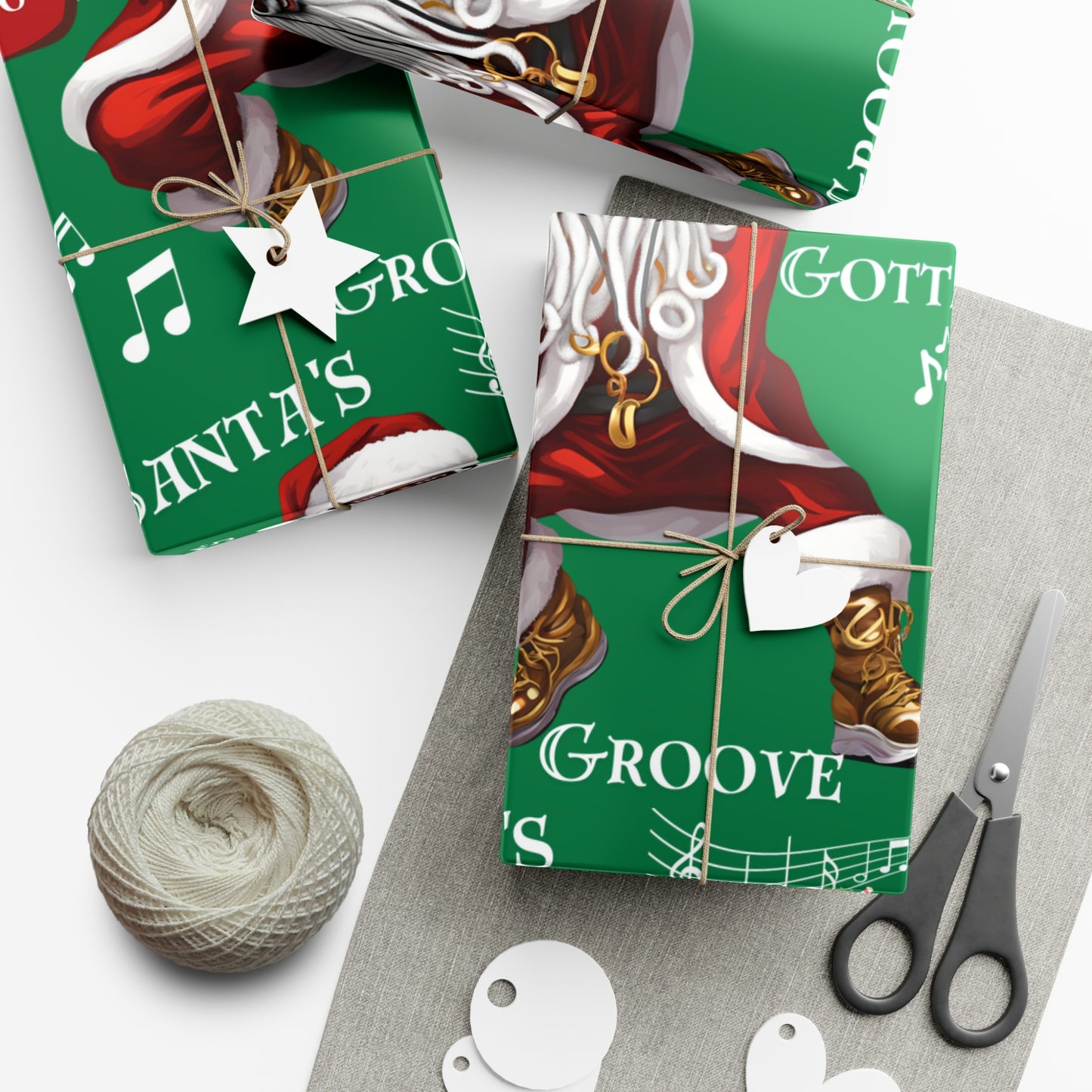 Santa Gotta Groove, African American Santa Christmas Holiday Wrap