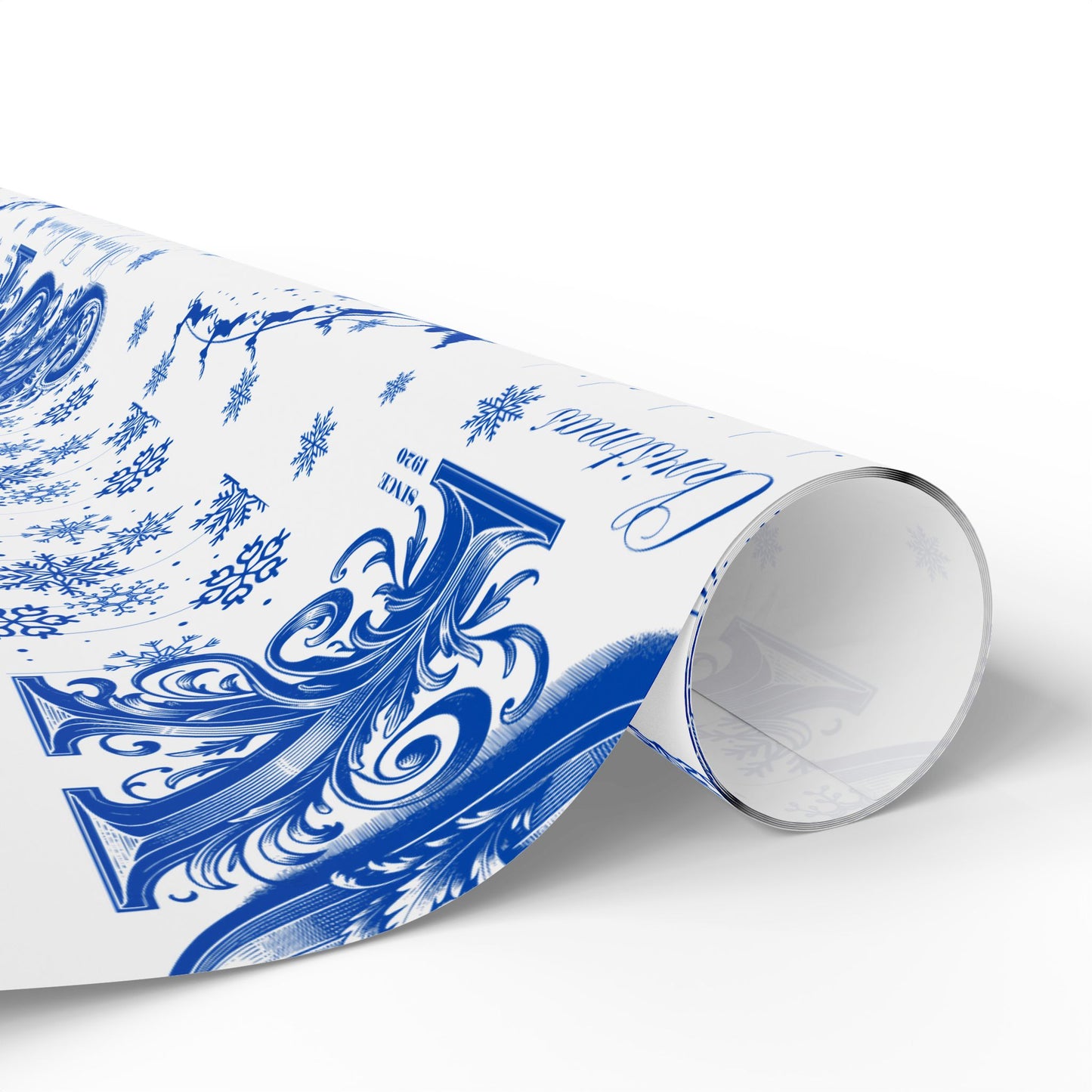 Wrapping Paper, Joy Since 1920 Zeta Inspired Christmas Gift Wrap, Royal Blue and White, Have a Merry Finer Christmas, Holiday