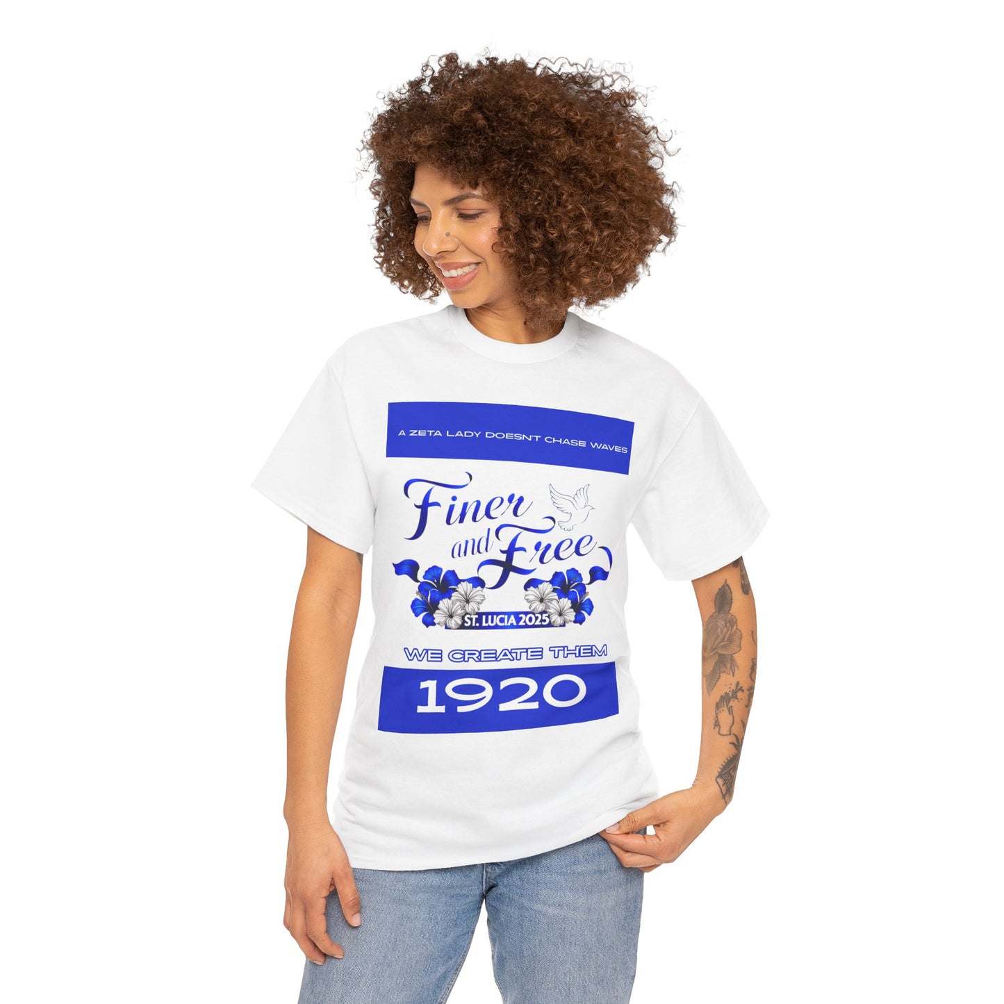 Finer and Free Zeta Lady Unisex Heavy Cotton Tee - 1920 Commemorative T-Shirt