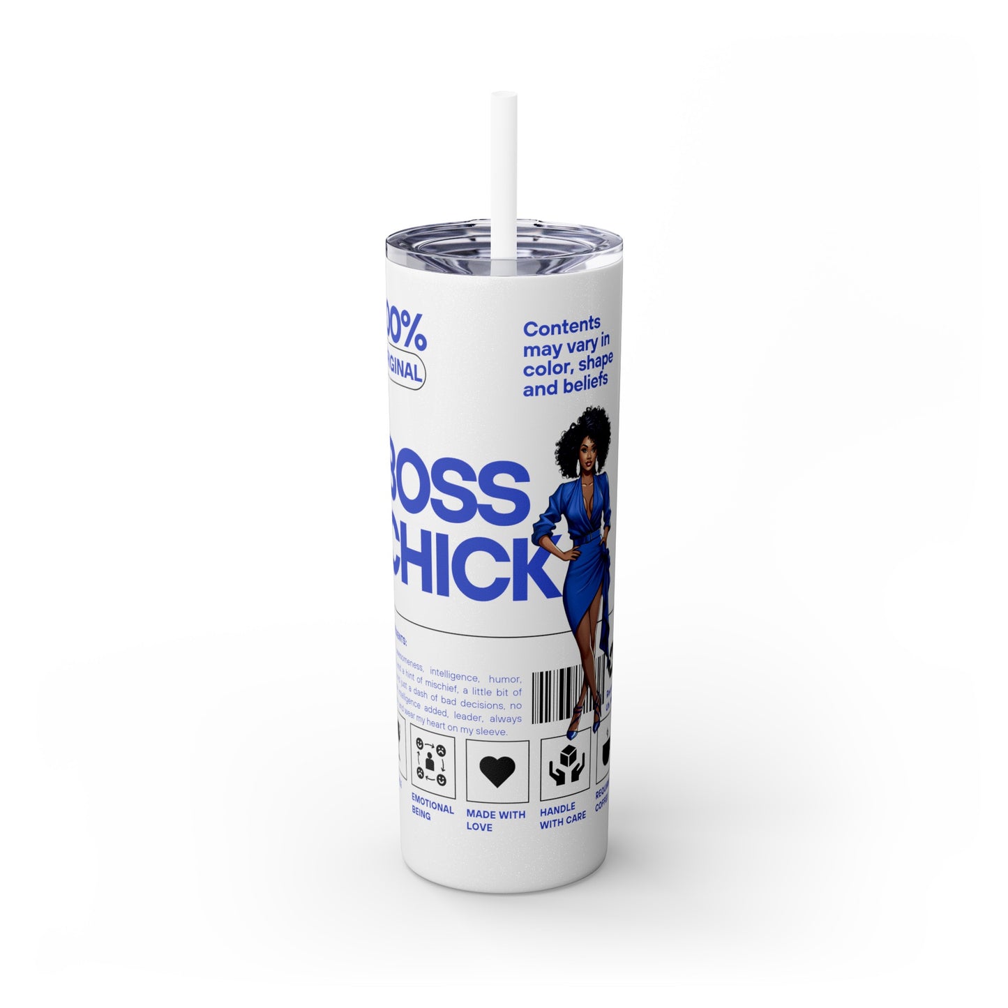Boss Chick Skinny Tumbler with Straw, 20oz