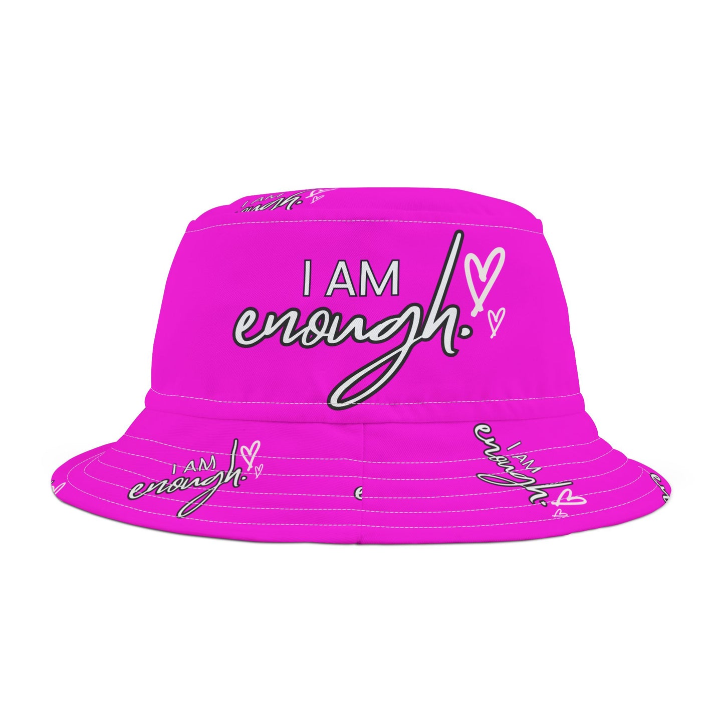 Bucket Hat - I Am Enough Hot Pink Design
