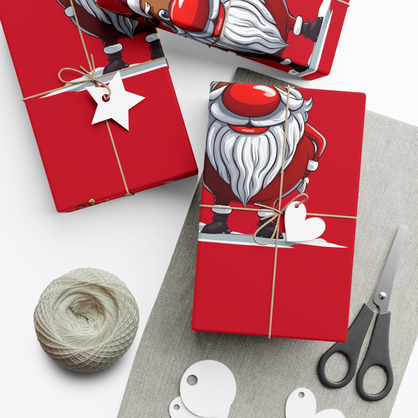 Wrapping Papers - Cheerful Cartoon Reindeer Holiday Gift Wrap, Santa Reindeer Patterned Gift Wrap, Playful