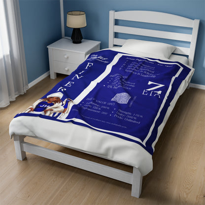 Velveteen Plush Blanket - Zeta Design, Afrocentric Sorority Gift, African American Women Home Decor,