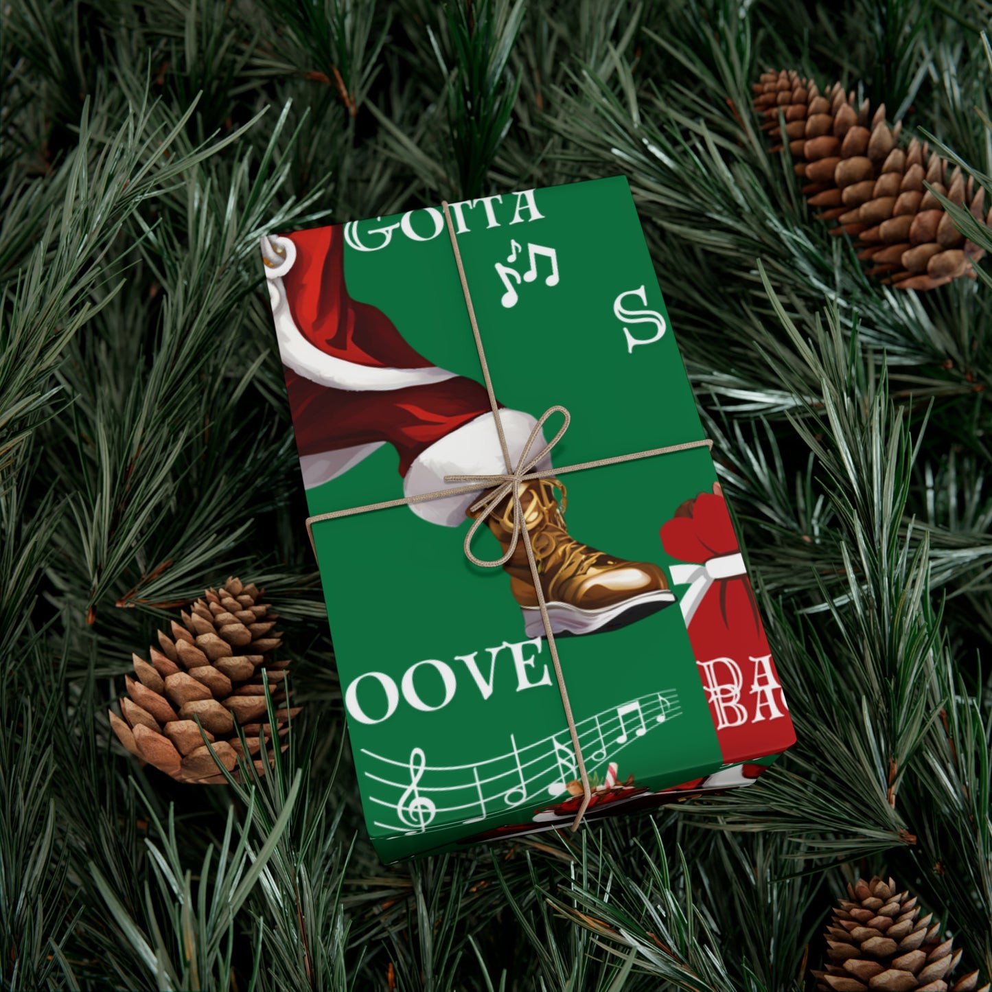 Santa Gotta Groove, African American Santa Christmas Holiday Wrap