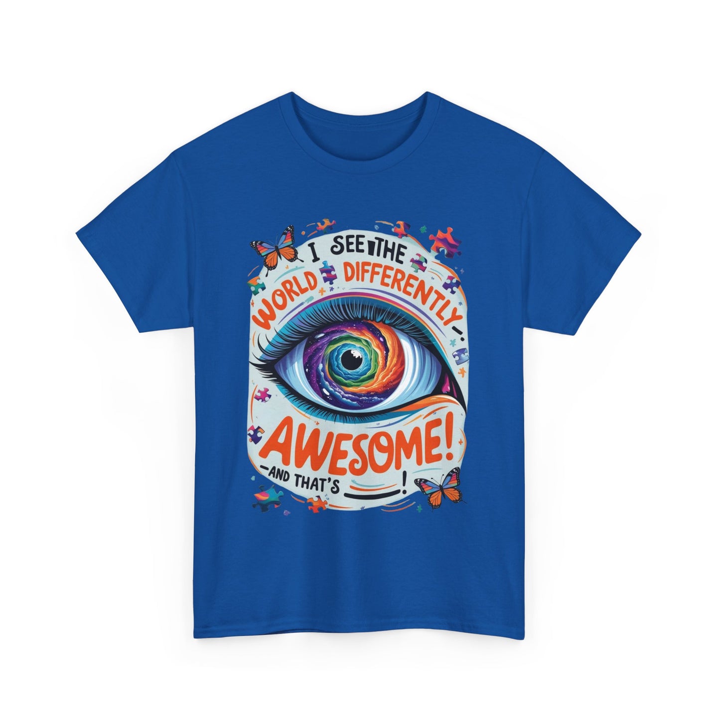 Autistic Mind Unisex Tee, Neurodiversity Shirt, Eye Galaxy T-Shirt, Puzzle Pieces, Unique Perspectives Tee, Autism Awareness