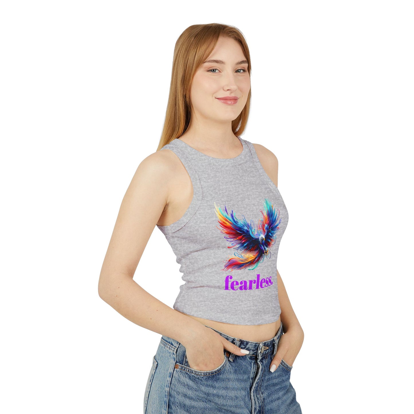 Racer Tank Top, 'fearless' Graphic Design, Edgy & Empowering Top, Casual Outings, Layering, Women's Tee, Graffiti Style
