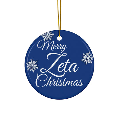 Ceramic Ornaments, Merry Zeta Christmas 2-Side Print, Greek Sorority Life D9, Holiday Decor, Christmas Tree Ornament, Greek