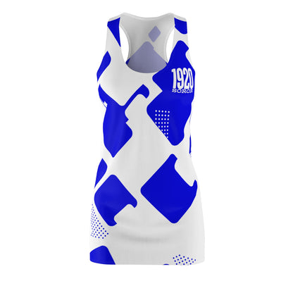 Blue Geometric Racerback Dress – 1920 Graphic