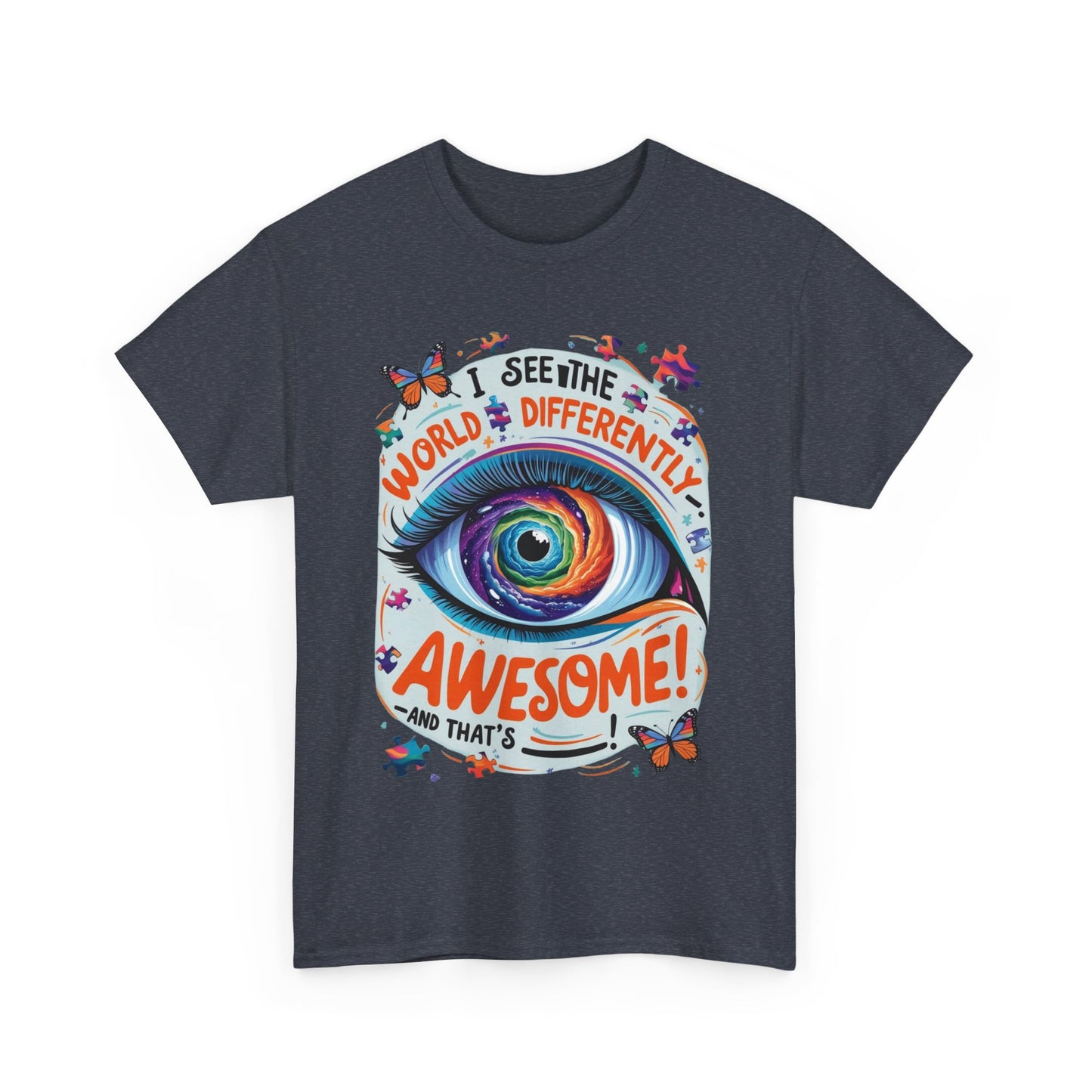 Autistic Mind Unisex Tee, Neurodiversity Shirt, Eye Galaxy T-Shirt, Puzzle Pieces, Unique Perspectives Tee, Autism Awareness