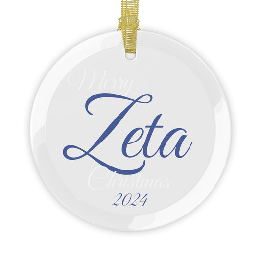 Glass Ornaments Merry Zeta Christmas 2024 Royal Blue and White Sorority Inspired Ornament