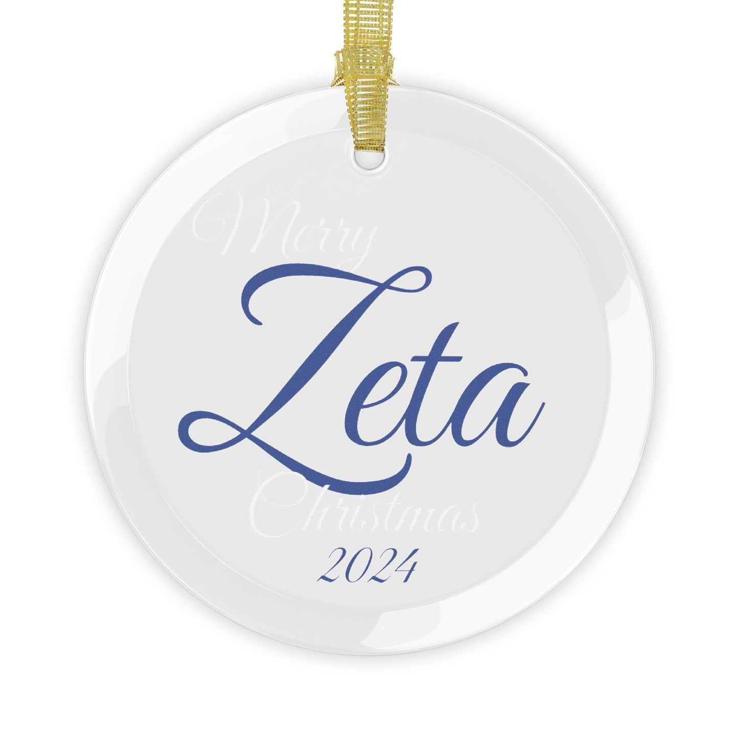 Glass Ornaments Merry Zeta Christmas 2024 Royal Blue and White Sorority Inspired Ornament