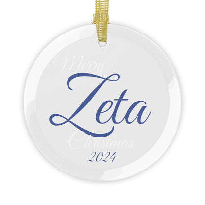 Glass Ornaments Merry Zeta Christmas 2024 Royal Blue and White Sorority Inspired Ornament