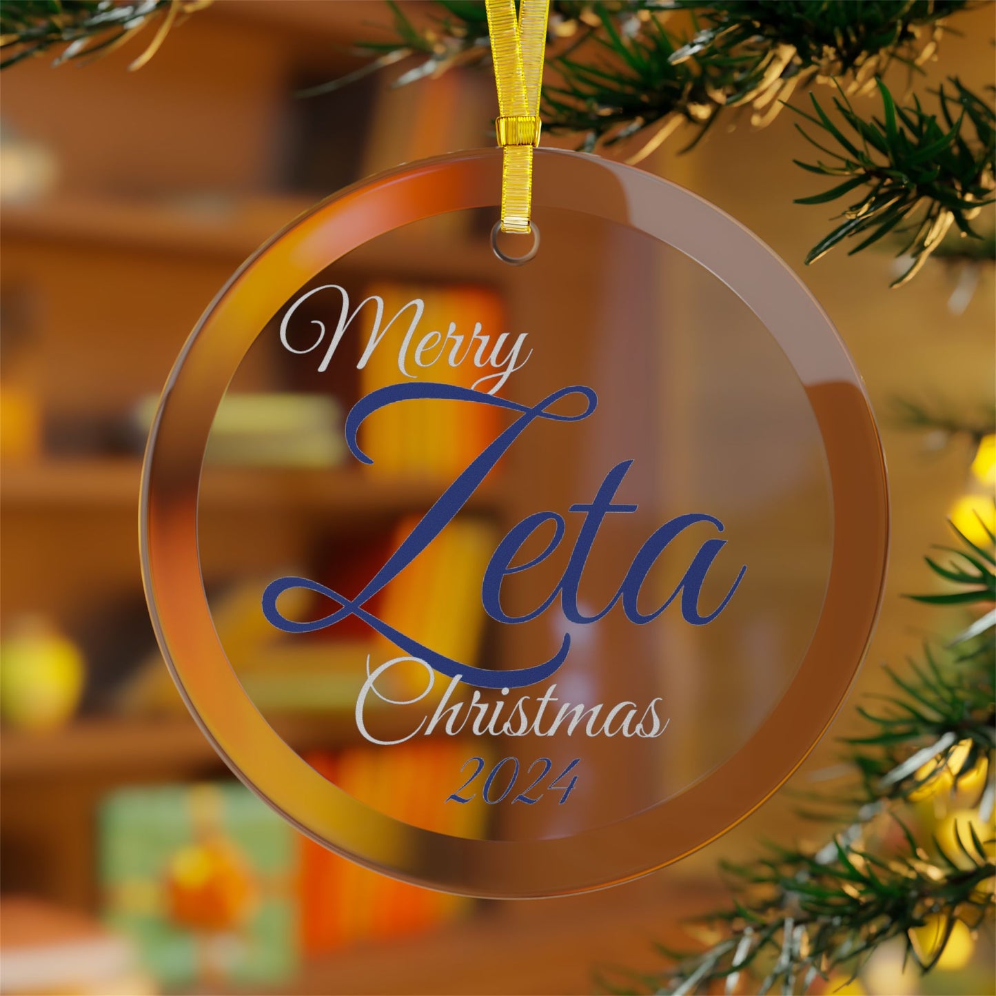 Glass Ornaments Merry Zeta Christmas 2024 Royal Blue and White Sorority Inspired Ornament