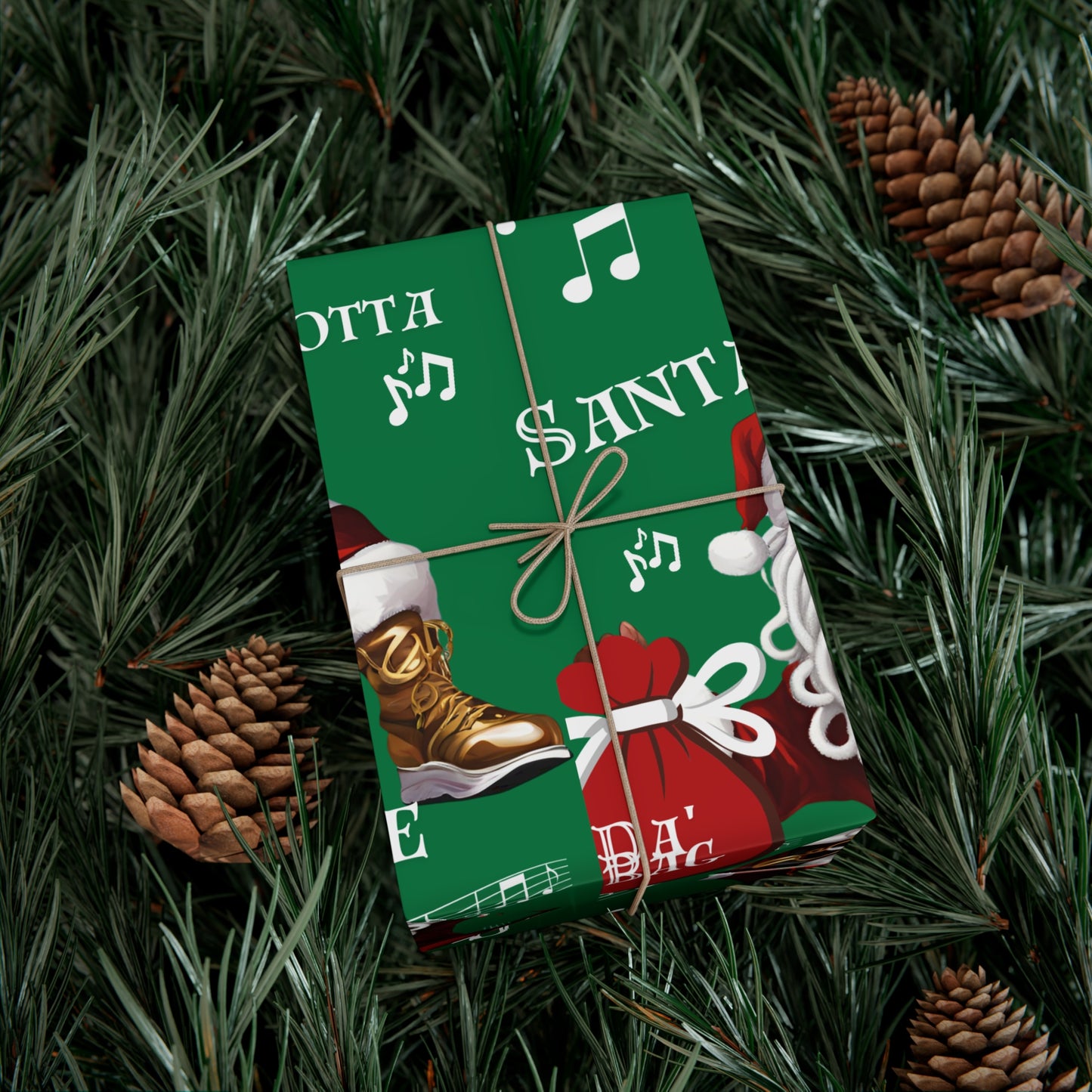 Santa Gotta Groove, African American Santa Christmas Holiday Wrap