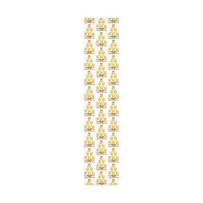 Wrapping Papers - Festive Golden Poinsettia Flowers Merry Christmas Gift Wrap Roll, Elegant White Gold Ribbon Accents,