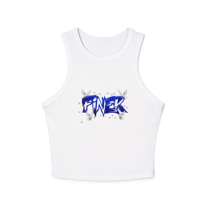 Racer Tank Top, Empowering FINER Graphic Shirt, Women's Activewear, Fitness Tank, Workout Clothing, Stylish Sleeveless Top