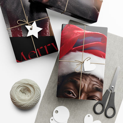 Merry Christmas  African American Inspired Santa Clause -Gift Wrap