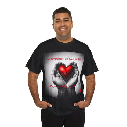 Embracing Progress, Not Perfection Mental Health Awareness Unisex Heavy Cotton Tee