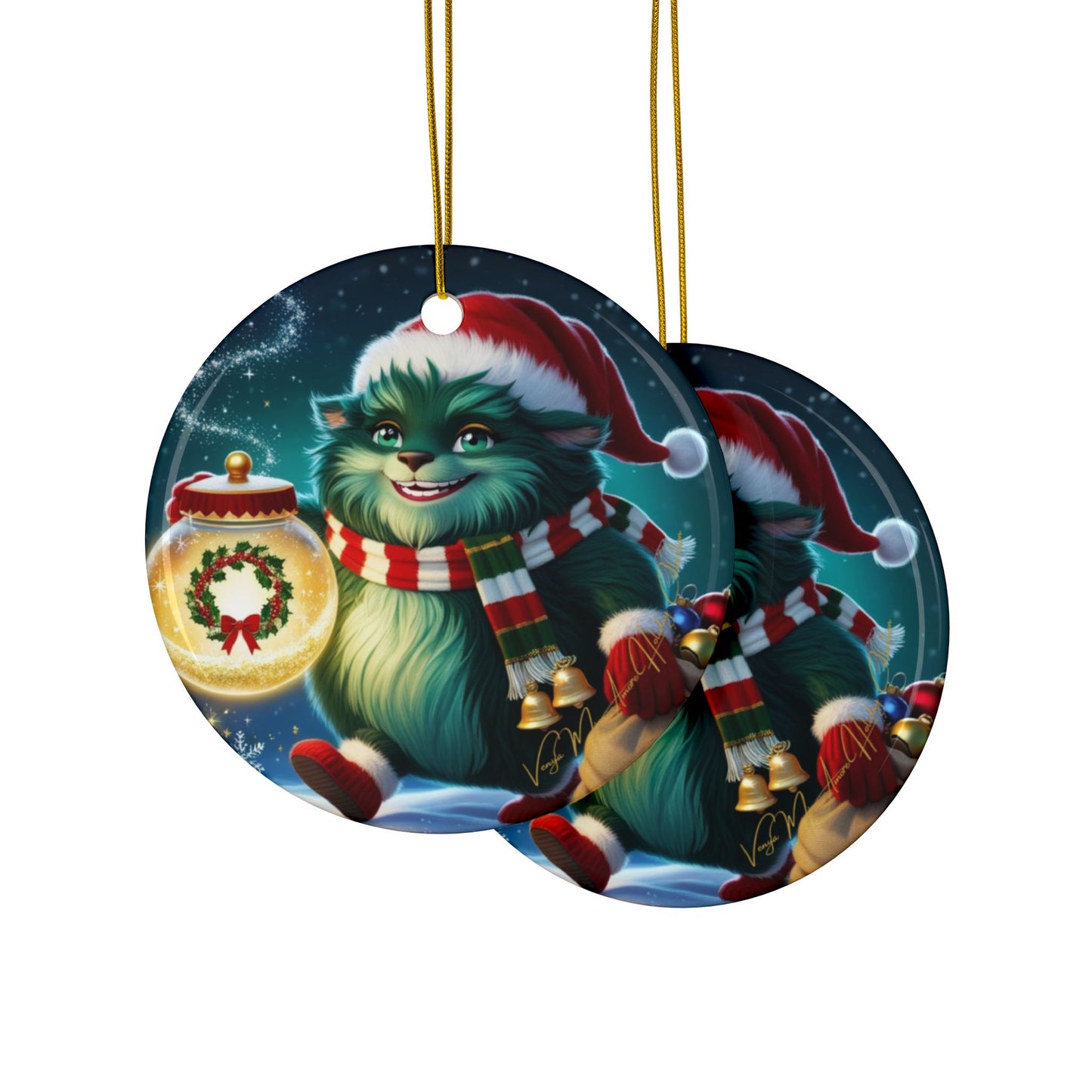 Ceramic Ornaments, Festive Wizzle Claus Holiday Decoration, Christmas Ornaments, Xmas Tree Decor, Winter Gift, Santa Claus,