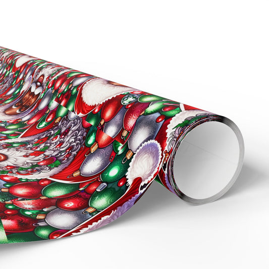 Christmas Cheer Wrapping Papers, Festive African American Santa Gift Wrap, Holiday Ornaments, Rosy Cheeks, Nose, Xmas Spirit Decor, Party