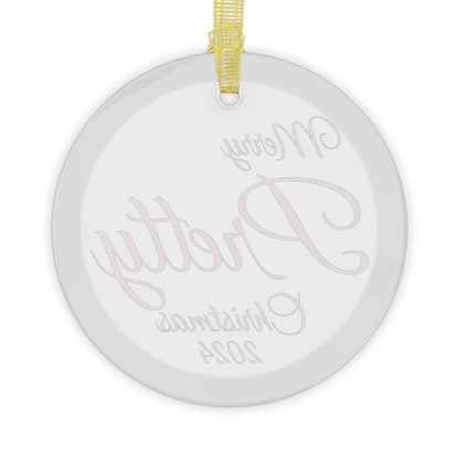 Glass Ornaments Merry Pretty Christmas 2024 Pink and Green Sorority Inspired Ornament