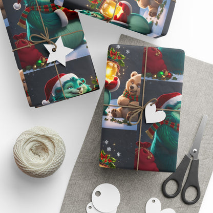 Christmas Wrapping Papers, Wizzle Claus Festive Holiday Gift Wrap, Santa Hat, Snowflakes, Magical Winter Feel, Ornaments and