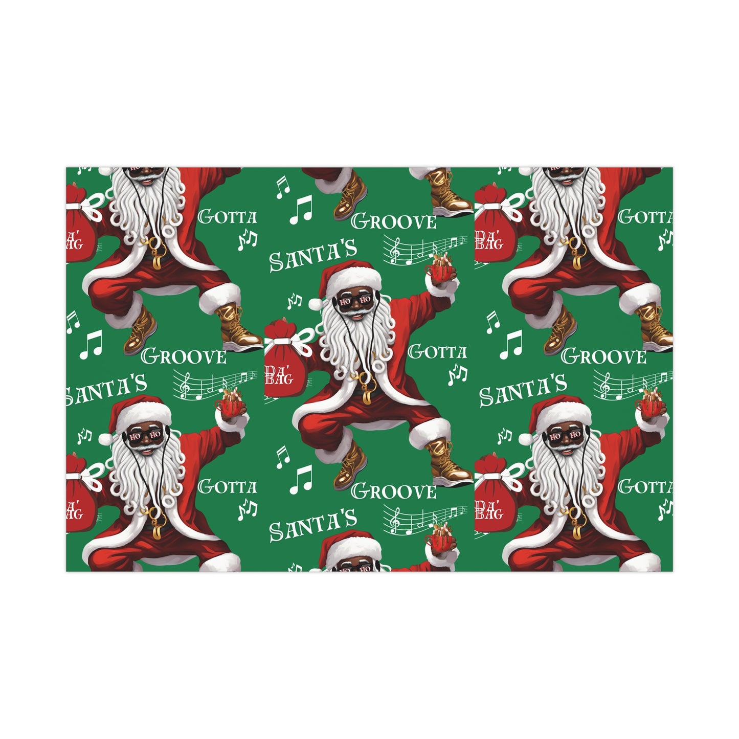 Santa Gotta Groove, African American Santa Christmas Holiday Wrap