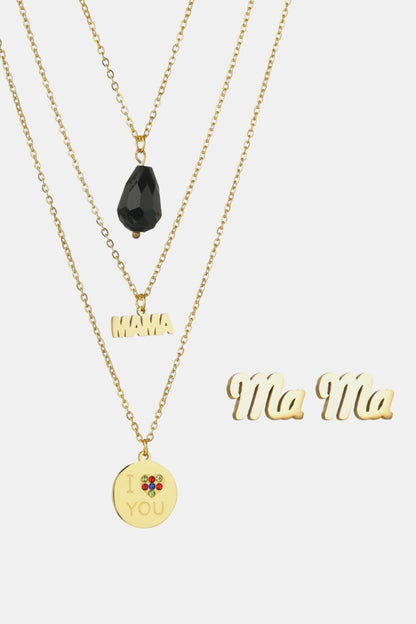 Triple-layer MAMA I LOVE YOU 18K gold-plated Pendant