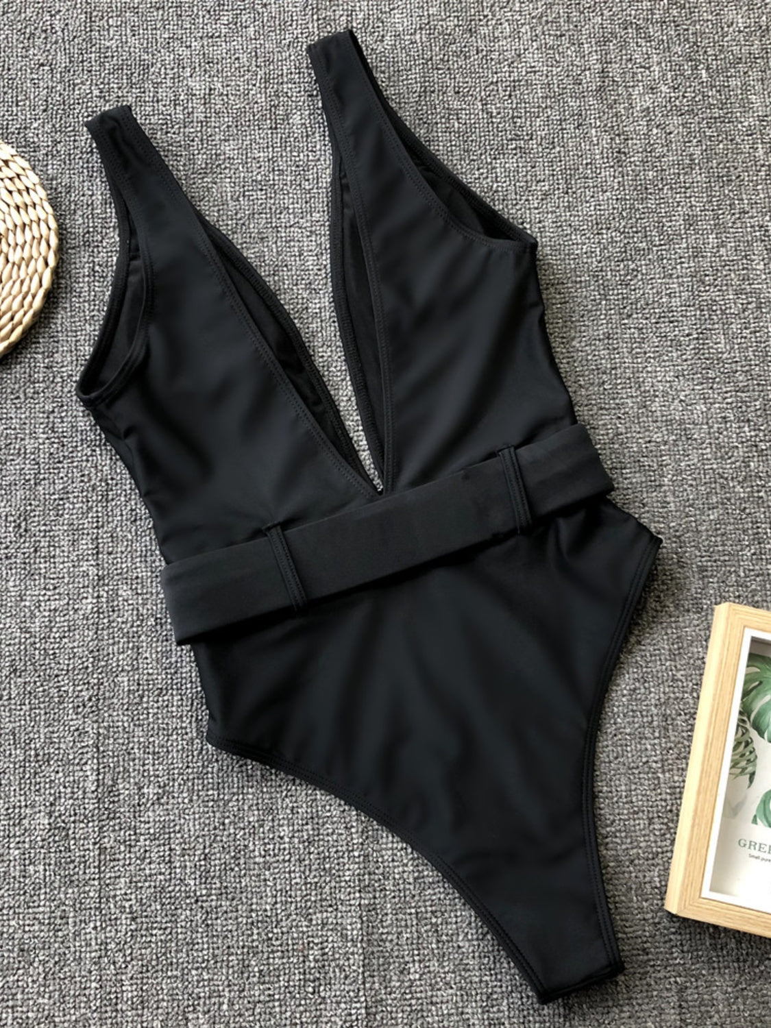 Plunge Wide Strap Sleeveless One-Piece Swimwear-VMA Specialties Boutique