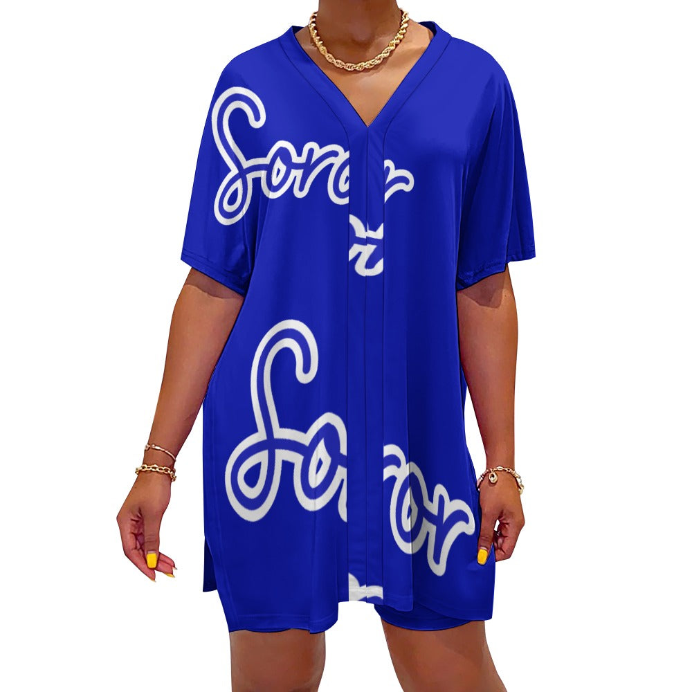V-neck bat sleeve two piece set