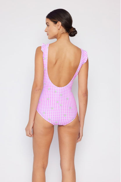 Marina West Swim Full Size Float On Ruffle Faux Wrap One-Piece in Carnation Pink-VMA Specialties Boutique