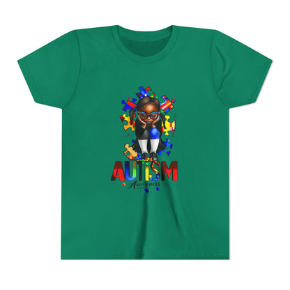 Autism Awareness Youth Tee for Girls, Black Girl Tshirt, Puzzle Piece Graphic Shirt, Autism Support Apparel, Inclusive Kid's