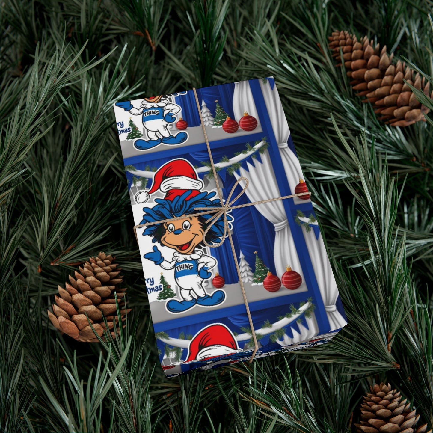 Wrapping Paper, Christmas Gift Wrap Papers with Sailor Santa Design, Nautical Holiday Decor, Festive Table Setting, DIY Gift