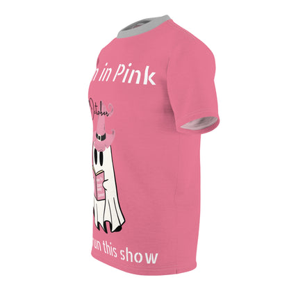 Tee Men in Pink Ghost Shades and book Cancer Fighter Design