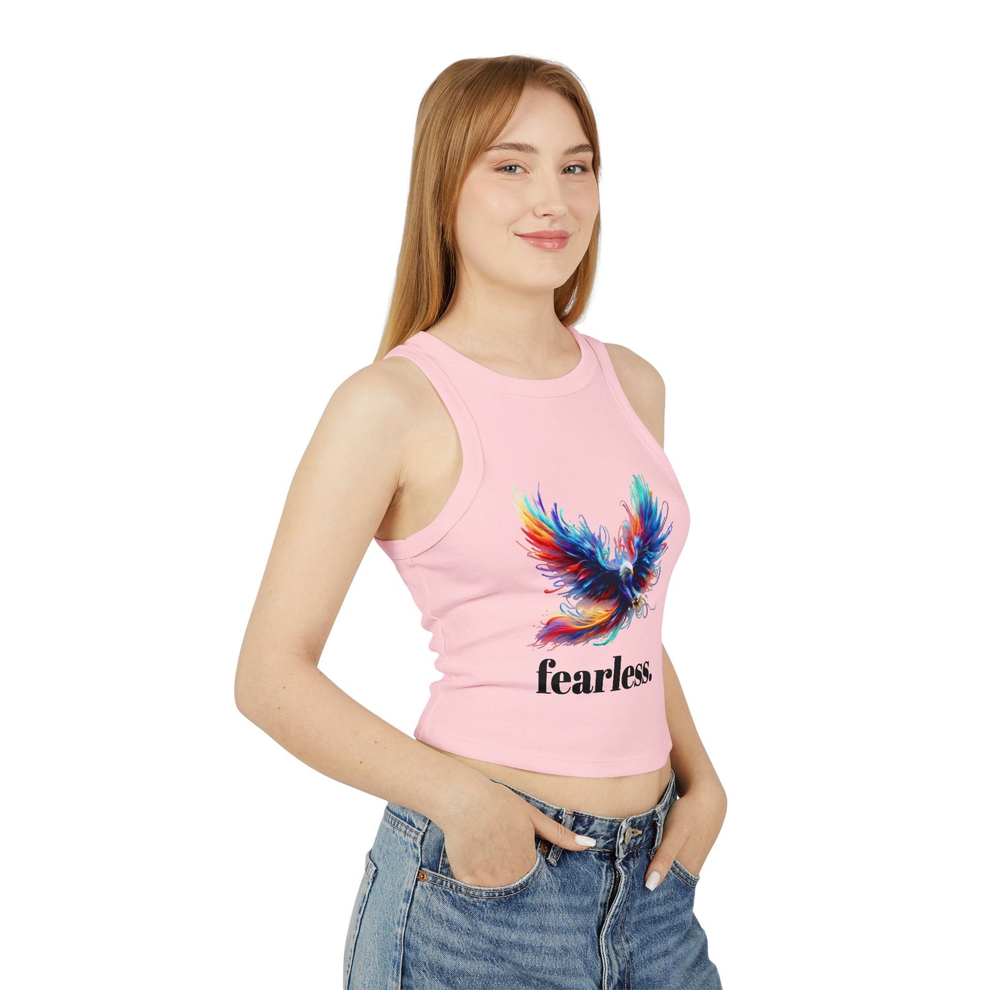 Racer Tank Top, 'fearless' Graphic Design, Edgy & Empowering Top, Casual Outings, Layering, Women's Tee, Graffiti Style