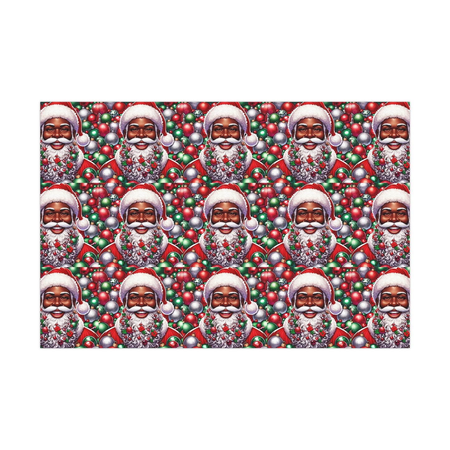 Christmas Cheer Wrapping Papers, Festive African American Santa Gift Wrap, HoliRosy Cheeks, Nose, Xmas Spirit Decor, P