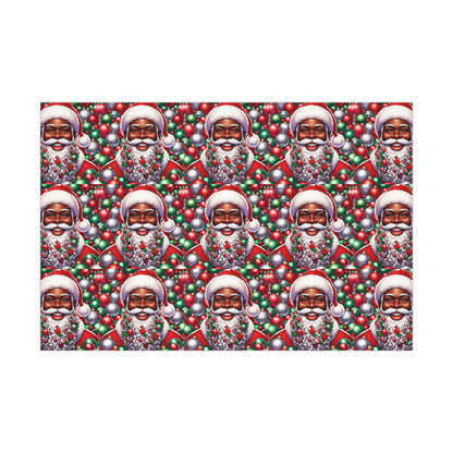 Christmas Cheer Wrapping Papers, Festive African American Santa Gift Wrap, HoliRosy Cheeks, Nose, Xmas Spirit Decor, P