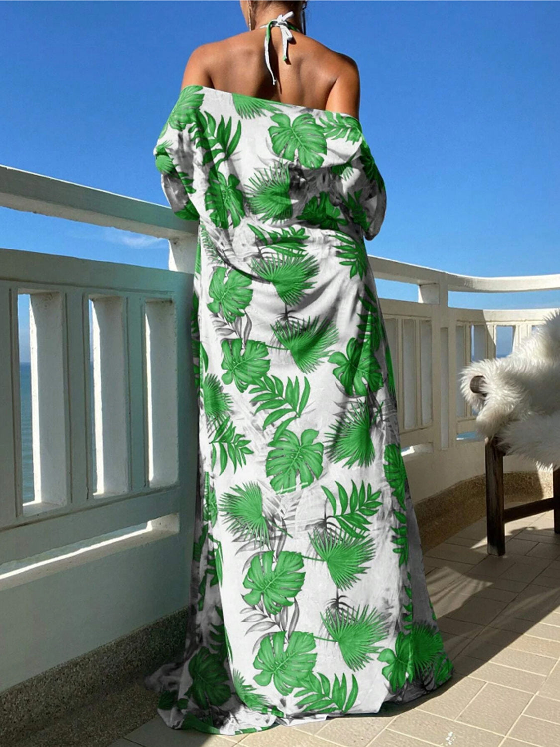 Printed Halter Neck Three-Piece Swim Set-VMA Specialties Boutique