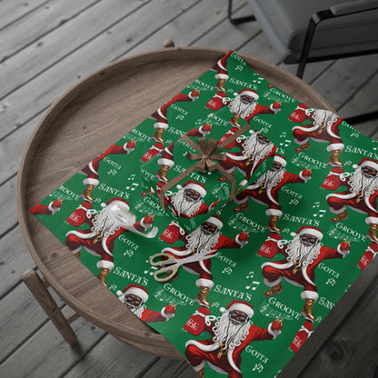 Santa Gotta Groove, African American Santa Christmas Holiday Wrap